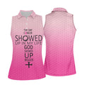 Cancer Showed Up God Showed Up Bigger Breast Cancer Polo Shirt, Women's Golf Tops