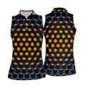 3D Effect Circular Pattern Orange Golf Shirt, Cool Golf Outfit, Women Golf Top, Ladies Golf Shirts