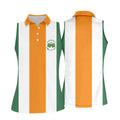 Green Orange White Vertical Stripes St Patrick's Day Golf Shirt, Women's Golf Tops, Ladies Golf Shirts