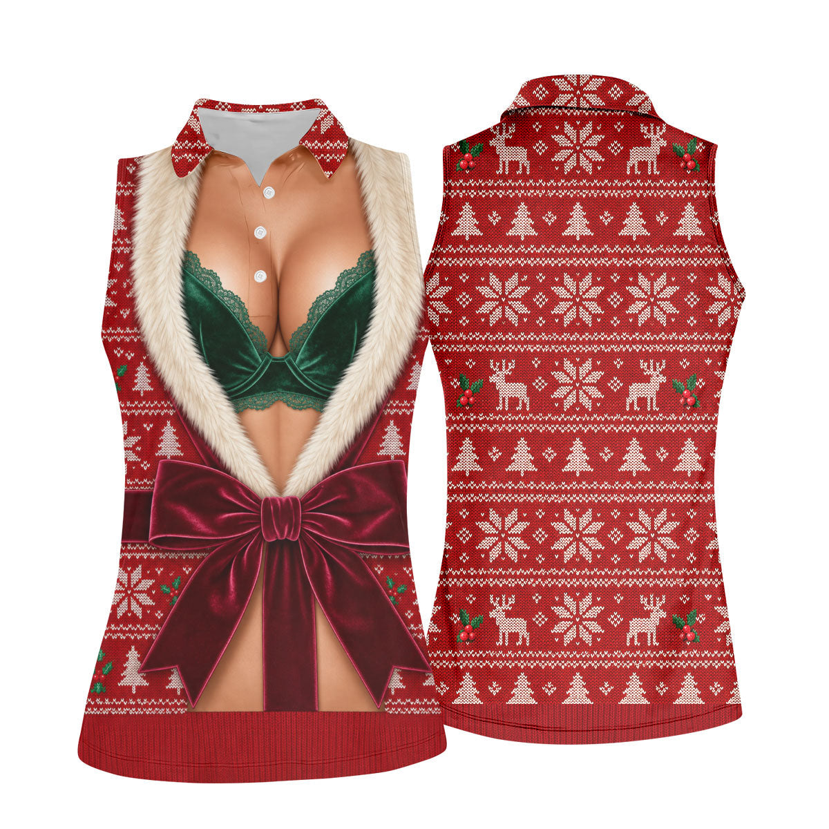 Funny Festive Costume Christmas Golf Shirt, Women’s Golf Polo, Golf Tops For Women