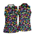 In A World Where You Can Be Anything Be Kind Autism Awareness Puzzle Pattern Golf Shirt For Women, Ladies Golf Polos