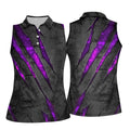Purple Claw Marks Hawaiian Golf Shirt, Scratch Print Women's Golf Tops, Ladies Golf Shirts