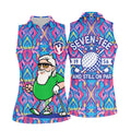 Colorful Psychedelic Santa Golfer Print Women's Golf Tops, Women’s Golf Apparel, Golf Polo For Women
