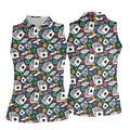 Poker Blackjack Hawaiian Golf Shirt, Playing Card Pattern Women's Golf Tops, Ladies Golf Shirts