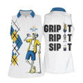 Fore-Ona Extra Blue Yellow Skeleton Golfer Beer Polo Shirt, Women’s Golf Apparel, Golf Shirts For Women