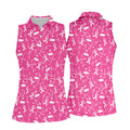 Awareness Ribbon Hot Pink Golf Shirt, Cancer Awareness Shirt, Ladies Golf Shirts, Golfing Apparel