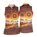 Australian Aboriginal Colourful Art Women's Golf Tops, Australia Kangaroo Ladies Golf Shirts
