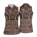 Maori Tattoo Pattern with Traditional Tiki Mask Hawaiian Golf Polo, Golf Tops For Women, Golfing Apparel