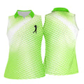 Green White Gradient Polka Dot Golf Shirt, Women's Golf Tops, Ladies Golf Polos