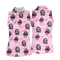 Pink Cute Ghost Caller Heart Pattern Halloween Golf Polo Shirt, Golf Shirts For Women