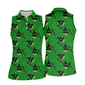 Green Witch Bubble Pattern Halloween Polo Shirt, Ladies Golf Shirts, Golf Polo For Women
