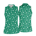 Stick Figure Golf Pose St Patrick's Day Shamrock Green Golf Shirt, Women's Golf Tops, Ladies Golf Polos