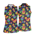 Colorful Pineapple Sleeveless Golf Shirt, Cute Golf Outfit, Women's Golf Shirt, Golf Polo For Women