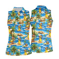 Yellow Rubber Duck Beach Theme Hawaiian Golf Shirt, Women's Golf Tops, Ladies Golf Shirts