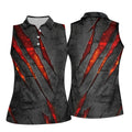 Red Claw Marks Hawaiian Golf Shirt, Scratch Print Women's Golf Tops, Ladies Golf Shirts
