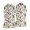 Christmas Cute Pattern Women Golf Top, Cartoon Print Ladies Golf Polos, Christmas Golf Shirt, Golfing Apparel