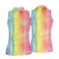 Autism Awareness Watercolor Rainbow Ladies Golf Tops, Women's Golf Shirts, Ladies Golf Polos,