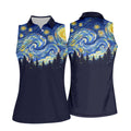 Van Gogh Inspired Starry Night Forest Hawaiian Golf Polo, Golf Tops For Women, Golfing Apparel