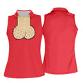 Red Funny Dickhead Faux Chest Golf Shirt, Funny Halloween Shirt, Women’s Golf Apparel