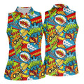 Funny Comic Pop Art Hawaiian Golf Shirt, Ladies Golf Tops, Golf Shirts For Women