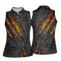 Yellow Claw Marks Hawaiian Golf Shirt, Scratch Print Women's Golf Tops, Ladies Golf Shirts