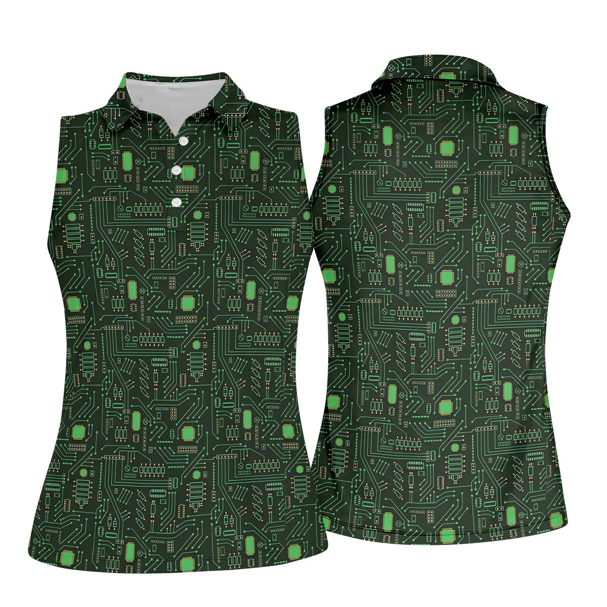 Computer Circuit Board Hawaiian Golf Shirt, Coder Gift Women's Golf Tops, Ladies Golf Shirts