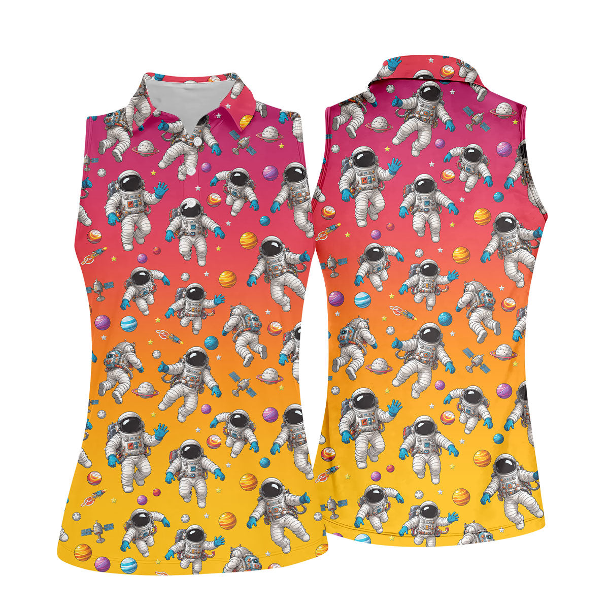 Space Astronaut Hawaiian Golf Shirt, Women's Golf Tops, Ladies Golf Shirts