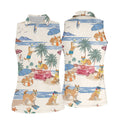 Tropical Shiba Inu Beach Pattern Hawaiian Golf Polo, Golf Tops For Women, Golfing Apparel