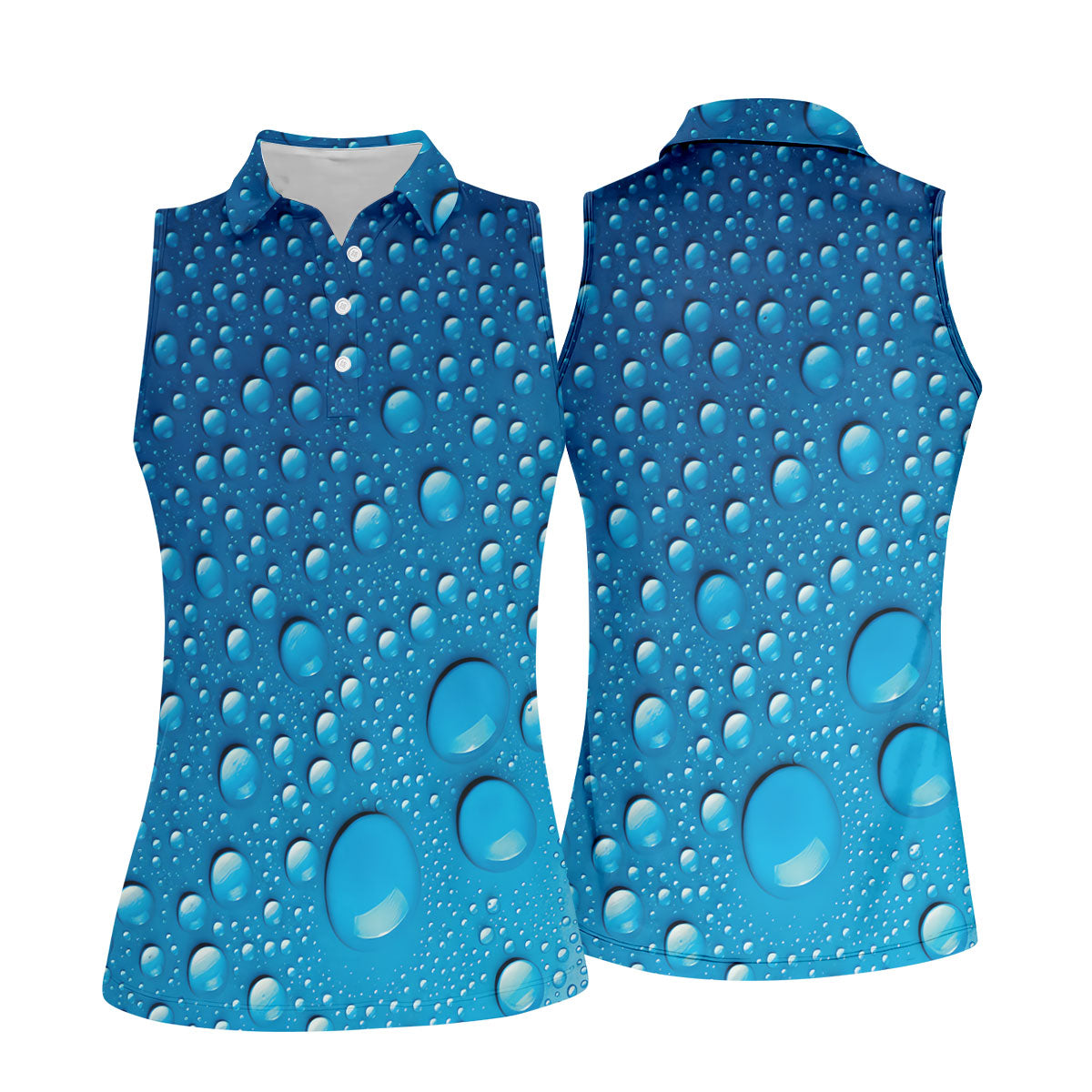 Rain Drops Blue Golf Shirt, Women's Golf Tops, Ladies Golf Shirts, Women's Golf Shirts