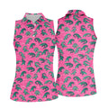 Alligator Pattern Golf Shirt, Pink Gator Print Men's Golf Polo, Polo Shirts For Women
