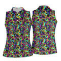 Colorful Abstract Golf Pattern Polo Shirt, Ladies Golf Shirt, Women's Golf Tops