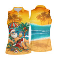 Beach Chair Santa Christmas Golf Shirt, Women's Golf Tops, Hawaiian Golf Shirt, Golf Shirts For Women