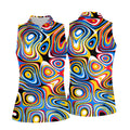 Blue And Yellow Fluid Art Cool Golf Shirt, Women's Golf Tops, Ladies Golf Shirts, Women's Polo Shirt