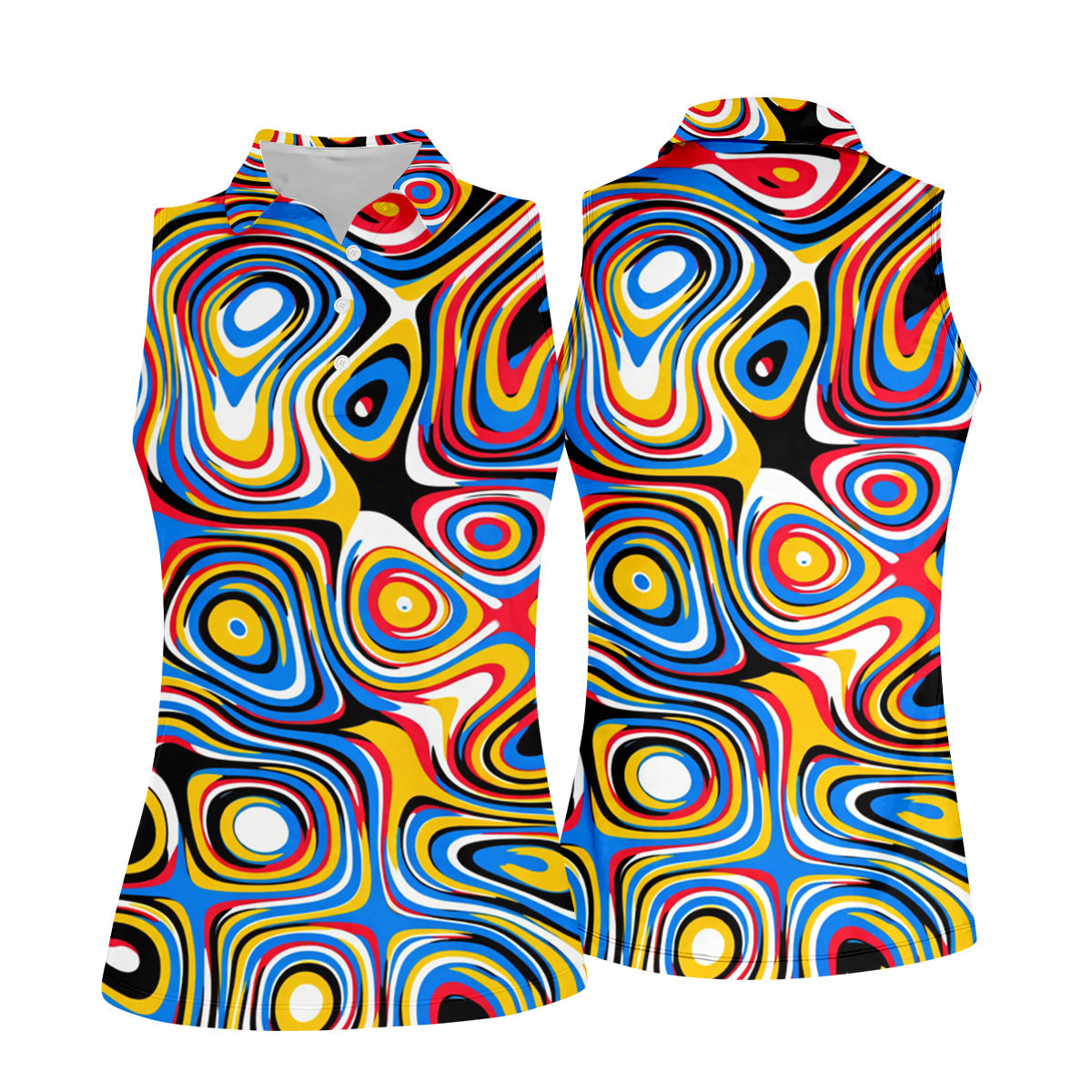 Blue And Yellow Fluid Art Cool Golf Shirt, Women's Golf Tops, Ladies Golf Shirts, Women's Polo Shirt