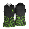 Shenanigans Coordinator Golf Ball Pattern St Patrick Day Black Golf Shirt, Women's Golf Tops, Ladies Golf Polos