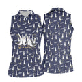 Funny Seagull Halloween Golf Shirt, Cartoon Bird Pattern, Women's Golf Apparel, Printed Golf Shirt