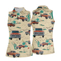 Personalized Pickup Truck Golf Shirt, Southwestern Desert Cactus Pattern, Golf Shirt For Women