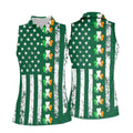 Irish Shamrock Vertical Stripes St Patrick's Day Golf Shirt, Women's Golf Shirts, Ladies Golf Polos