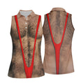 Funny Hairy Chest Red Suspender Golf Shirt, Funny Golf Shirt, Women's Golf Tops, Ladies Golf Shirts