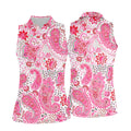 Pink Paisley Floral Pattern Golf Shirt, Golf Tops For Women, Hawaiian Golf Shirt, Women’s Golf Apparel