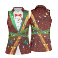 Christmas Lights Disco Ball Pattern Women Golf Top, Christmas Golf Shirt, Ladies Golf Tops