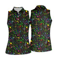 Black Neon Paint Splatter Golf Shirt, Women's Golf Tops, Performance Golf Shirt