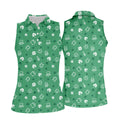 Leprechaun Hat Shamrock Beer Seamless Pattern St. Patrick’s Day Golf Shirt, Women's Golf Tops, Ladies Golf Polos