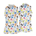 Cartoon Cat Golf Shirt, Colorful Doodle Cat Pattern, Polo Shirts For Women