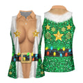 Green Santa Gold Stars Christmas Golf Shirt, Ladies Golf Shirt, Women’s Golf Apparel