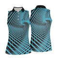 Swirling Vortex Black And Light Blue Women's Golf Tops, Ladies Golf Shirts, Ladies Golf Polos