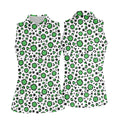 Lucky Four Leaf Clover Leopard Pattern St Patrick's Day Golf Shirt, Women's Golf Tops, Ladies Golf Shirts