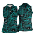 Circuit Board Pattern Hawaiian Golf Shirt, Women's Golf Tops, Ladies Golf Shirts
