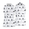 Cute Black and White Cats Pattern Golf Shirt, Women's Golf Tops, Golf Shirts For Women