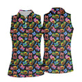 Neon Cats Tropical Vibe Women's Golf Tops, Cute Golf Outfit, Ladies Golf Shirts, Golf Shirt For Women